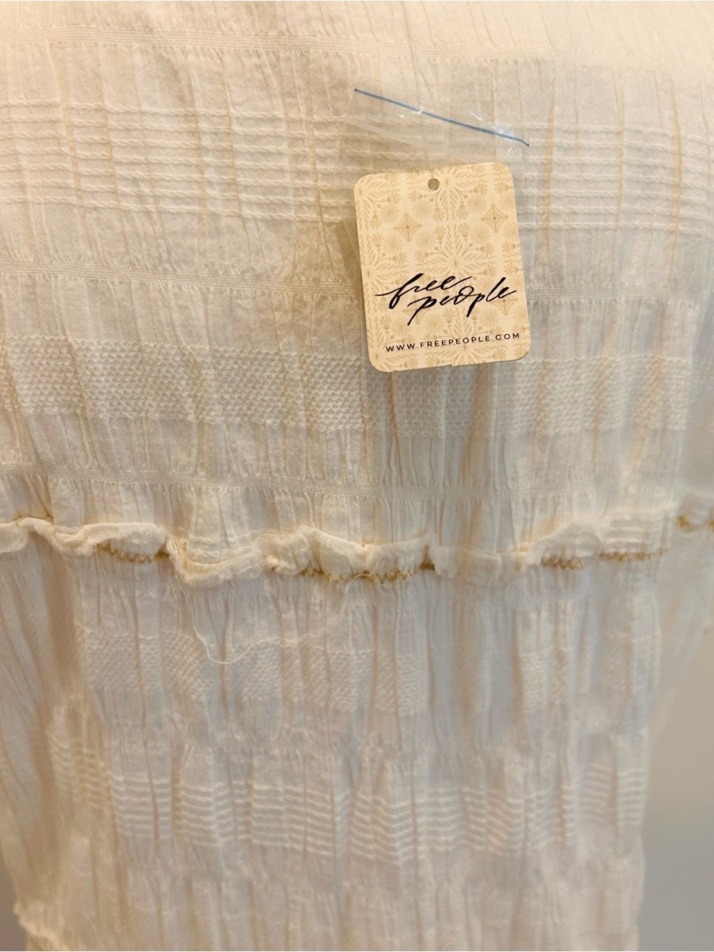 Free People desert dazed midi dress cream button front boho chic NWT XL - Picture 6 of 7